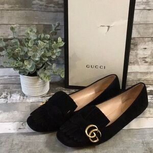 Gucci Women's Black Fringed Flats Sz 39.5